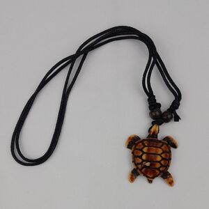 Carved Wooden Realistic Island Turtle Necklace